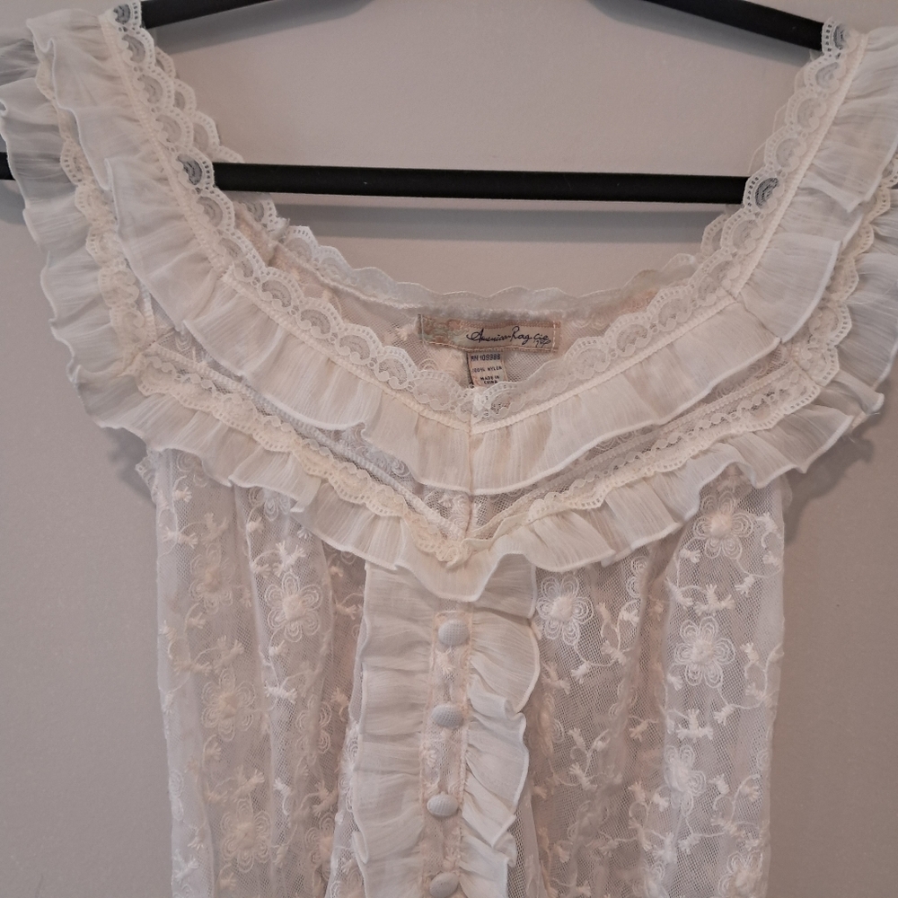 American Rag White Ruffled Tank Top - Picture 3 of 7